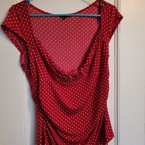 . Cap Sleeved Vintage Red Polka Dot  Blouse sz Large